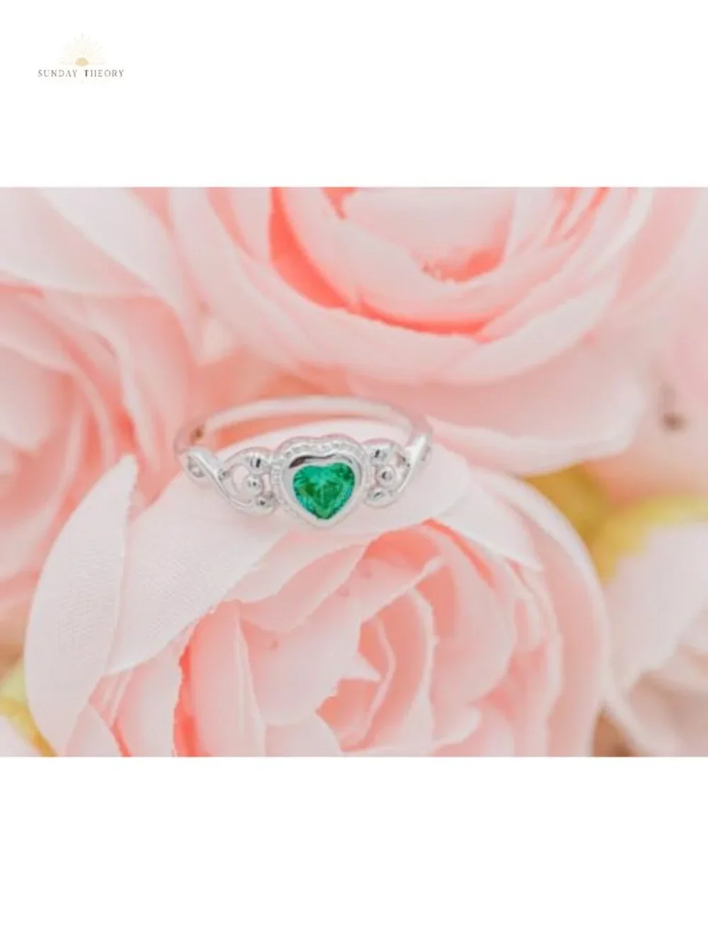 Sterling Silver CZ Heart Birthstone Ring for Girls Kids Keepsake Gift